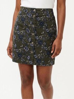 NWT LOFT Size 10 Dark Floral Corduroy Mini Skirt Whimsical Fairy Romance Forest
